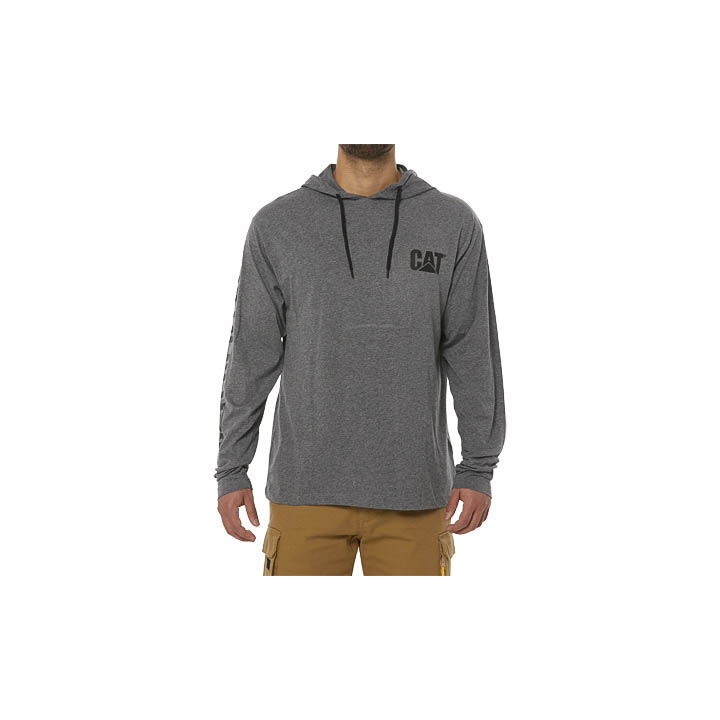 Caterpillar Upf Hooded Banner L/S - Mens Hoodies - Dark Grey - NZ (761YGROZP)